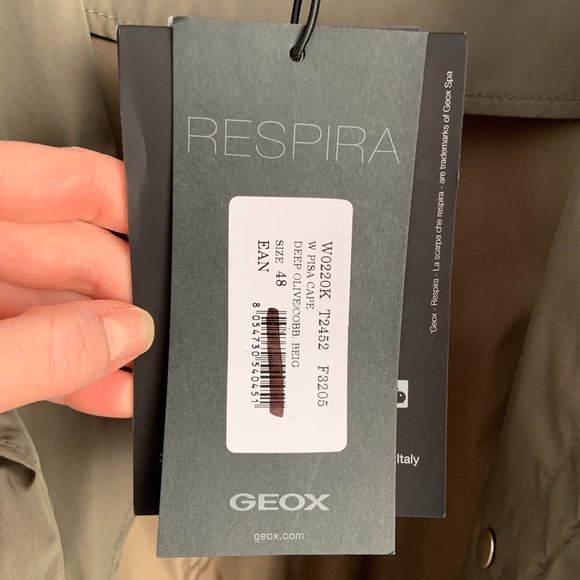 Geox Respira Parka Pisa Cape Jacket Deep Olive Green Size 12 - Picture 2 of 15